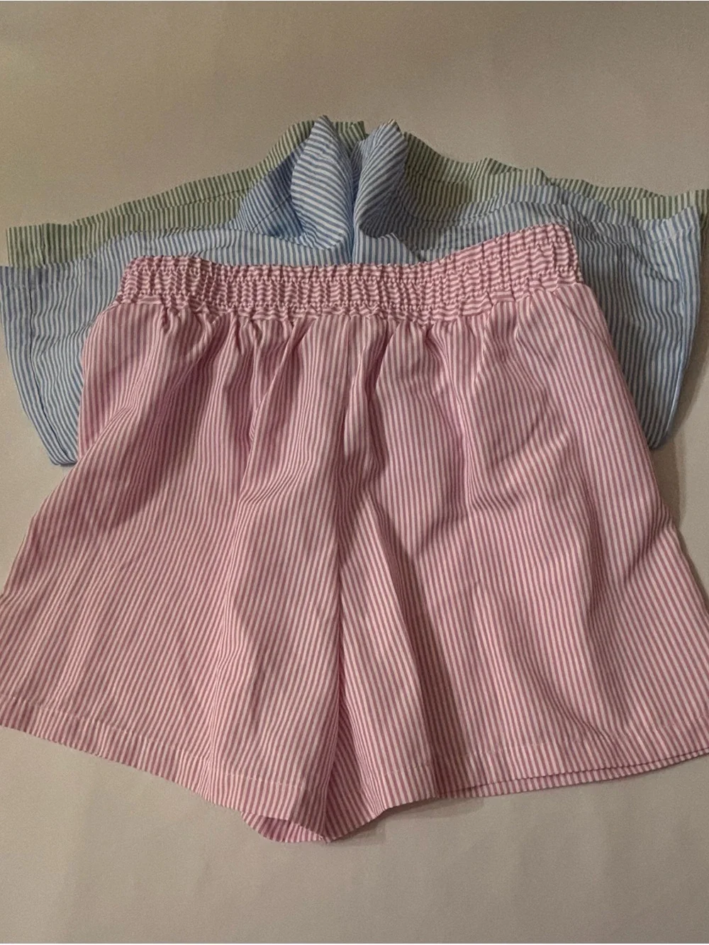 SHEIN Striped Pull-On Shorts - Pink, Blue & Green Sz S